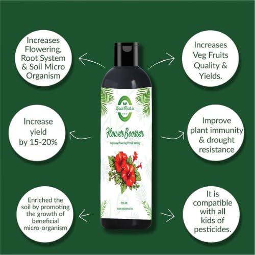 Kisanmart Flower Booster 100ml | Bloom Enhancer & Plant Nutrient Solution | Promotes More Flowers, Healthy Growth & Vibrant Blooms | Ideal for Indoor & Outdoor Plants, Garden & Pots