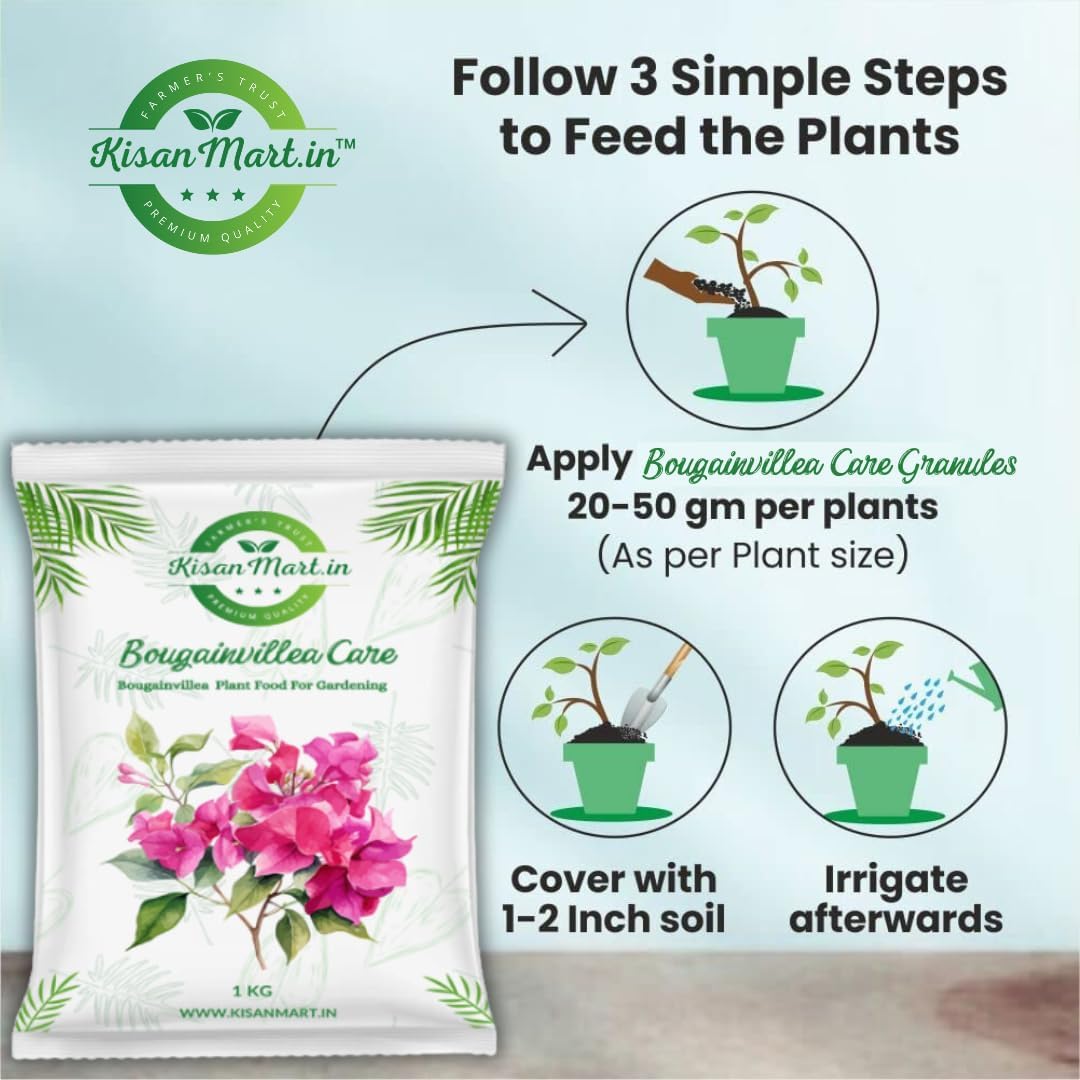 Kisanmart Bougainvillea Care – 100% Organic Flower Booster | Enhances Growth, Boosts Blooms & Strengthens Roots | Ideal for Home Gardens & Outdoor Plants