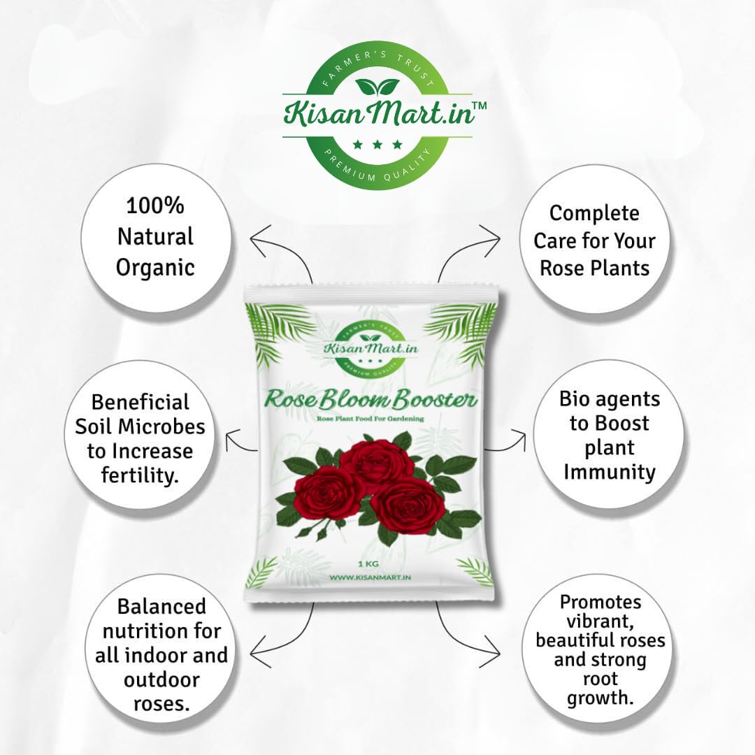Kisanmart Rose Bloom Booster Organic Essential Plant Food for Rose Plants | For all varieties | Flower Booster Granules | Organic Fertilizer