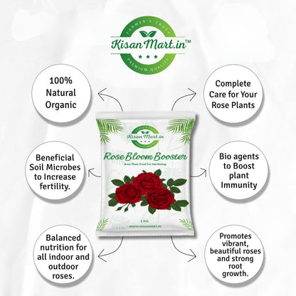 Kisanmart Rose Bloom Booster Organic Essential Plant Food for Rose Plants | For all varieties | Flower Booster Granules | Organic Fertilizer