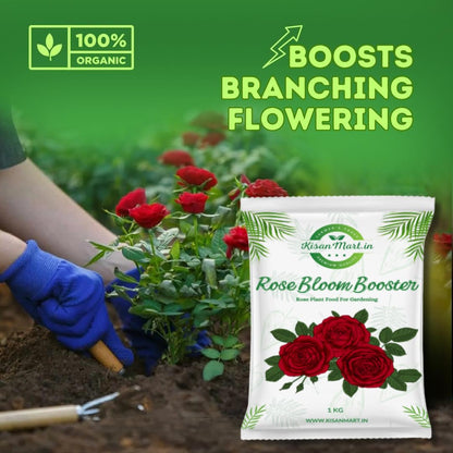 Kisanmart Rose Bloom Booster Organic Essential Plant Food for Rose Plants | For all varieties | Flower Booster Granules | Organic Fertilizer
