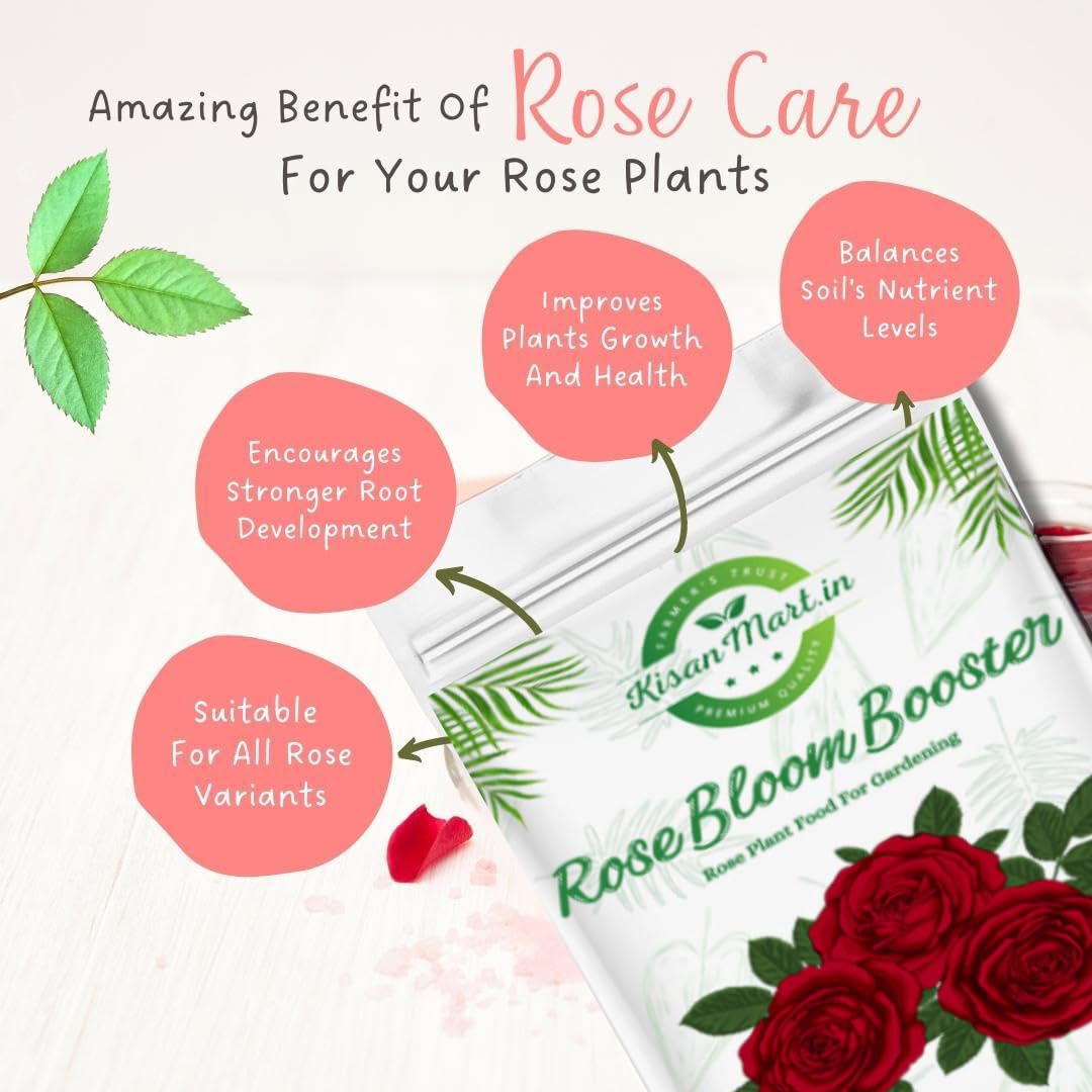 Kisanmart Rose Bloom Booster Organic Essential Plant Food for Rose Plants | For all varieties | Flower Booster Granules | Organic Fertilizer