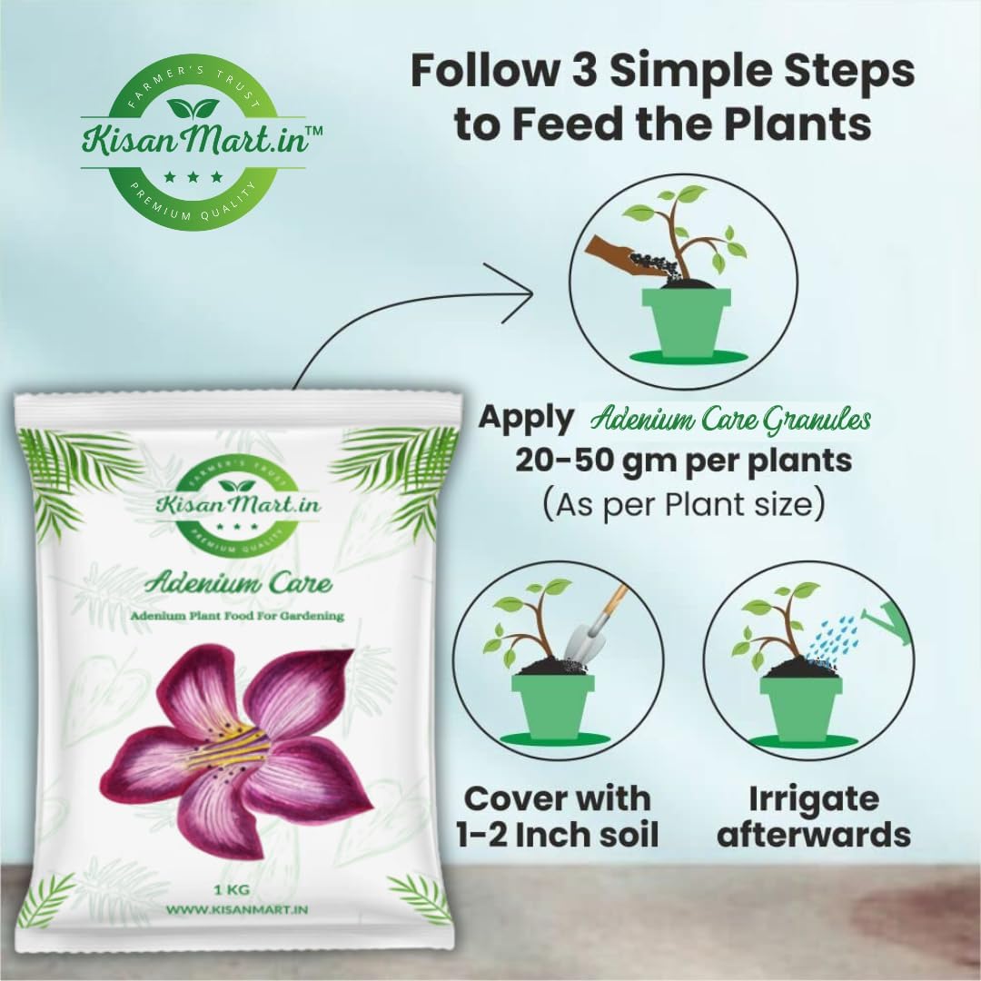 Kisanmart Adenium Flower Booster | Ultimate Adenium Food Fertilizer For Flowering plants, Enhance Color & Strengthen Roots