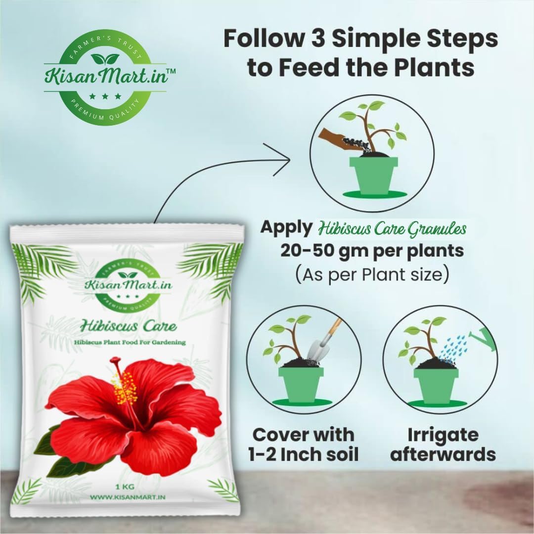 Kisanmart Hibiscus Care – 100% Organic Flower Booster for Healthy Growth & More Blooms | Enhances Root Strength, Increases Bud Formation, Improves Soil Fertility & Plant Immunity