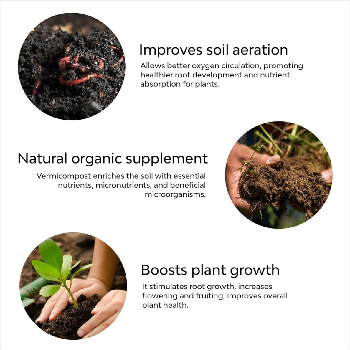 Kisanmart Vermicompost Organic Plant Growth Booster | Plant Food | Micronutrients for Plants | Organic Fertilizer | Flower Booster| Enriched Potting Soil
