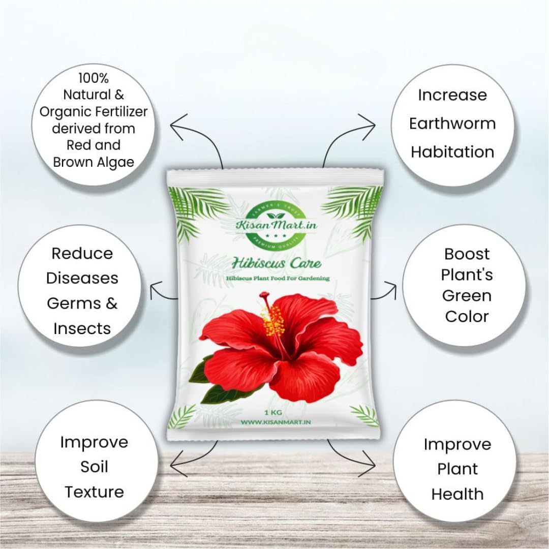 Kisanmart Hibiscus Care – 100% Organic Flower Booster for Healthy Growth & More Blooms | Enhances Root Strength, Increases Bud Formation, Improves Soil Fertility & Plant Immunity